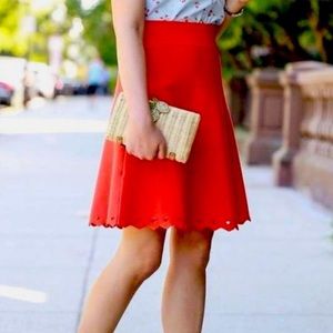 Ann Taylor Deep Orange A-Line Circle Triangle Cutout Flare Skirt Size Small